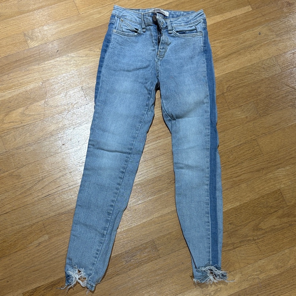 Zara Light Blue Skinny Jeans with Dark Blue Side Stripe